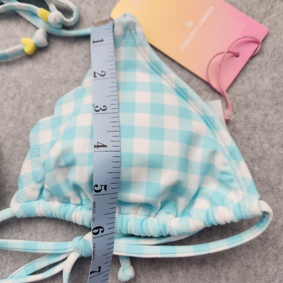 Stoney Clover Lane by Target Swim Top NWT Blue Gingham String Bikini Size Small - Picture 3 of 6